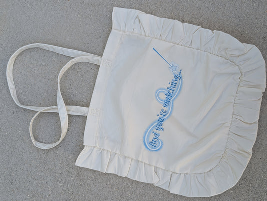 You're Watching... White Ruffle Tote