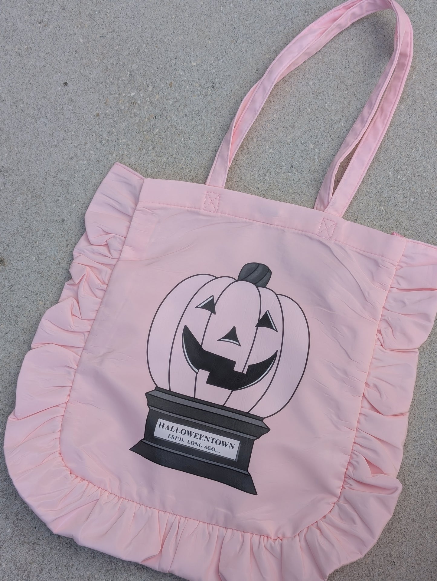 Bubble, Bubble, Toil and Trouble Pink Ruffle Tote