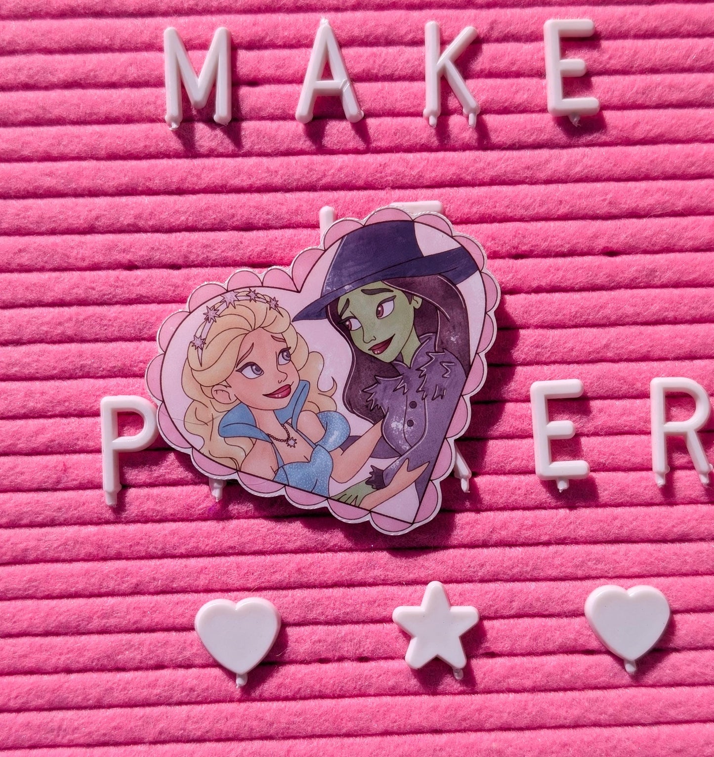 Wicked Glenda and Elphaba Heart Sticker