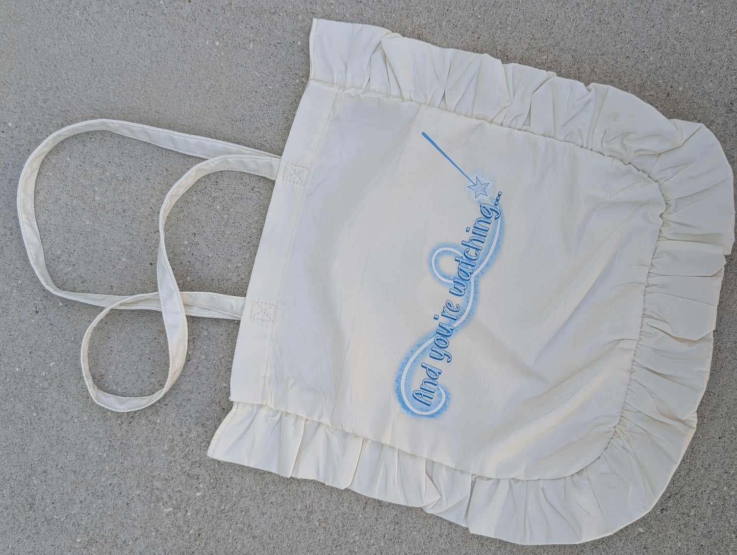 You're Watching... White Ruffle Tote