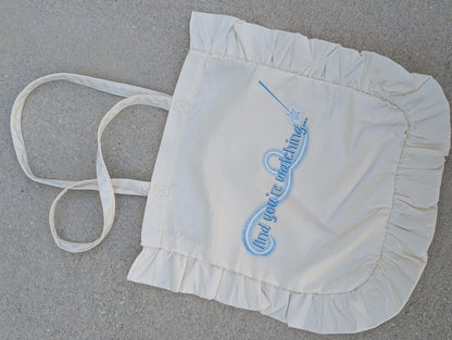 You're Watching... White Ruffle Tote