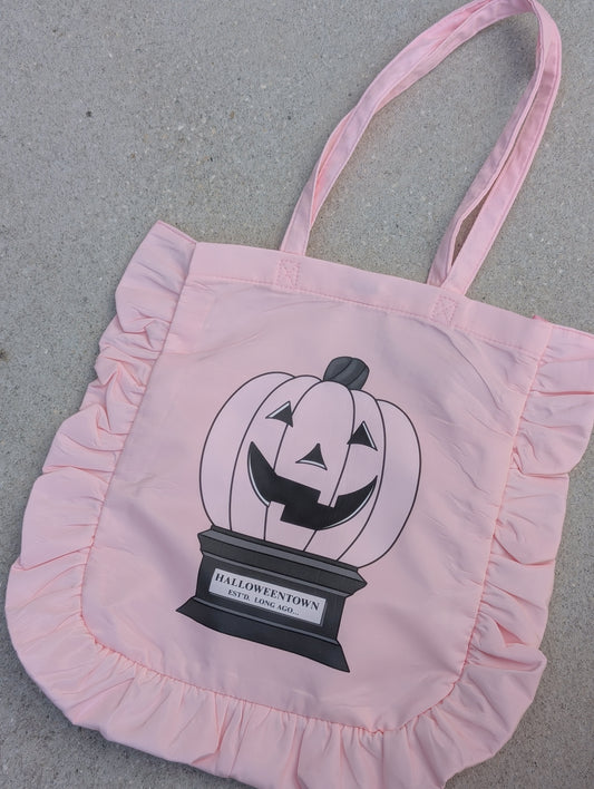 Bubble, Bubble, Toil and Trouble Pink Ruffle Tote