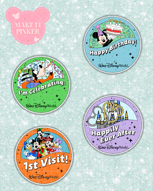 Disney Parks Buttons Stickers