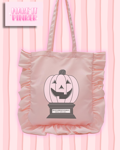 Bubble, Bubble, Toil and Trouble Pink Ruffle Tote