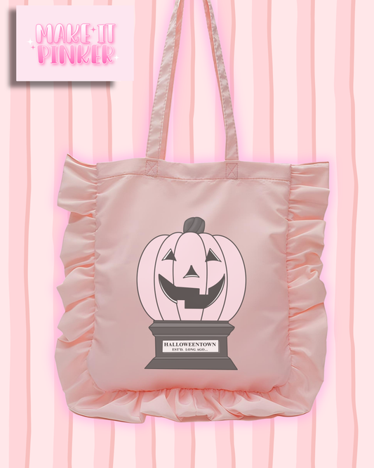 Bubble, Bubble, Toil and Trouble Pink Ruffle Tote