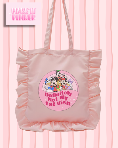 Not My First Pink Ruffle Tote