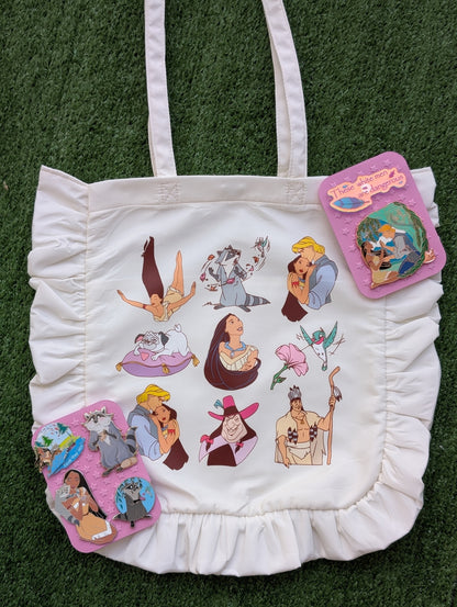 Colors of the Wind White Ruffle Tote