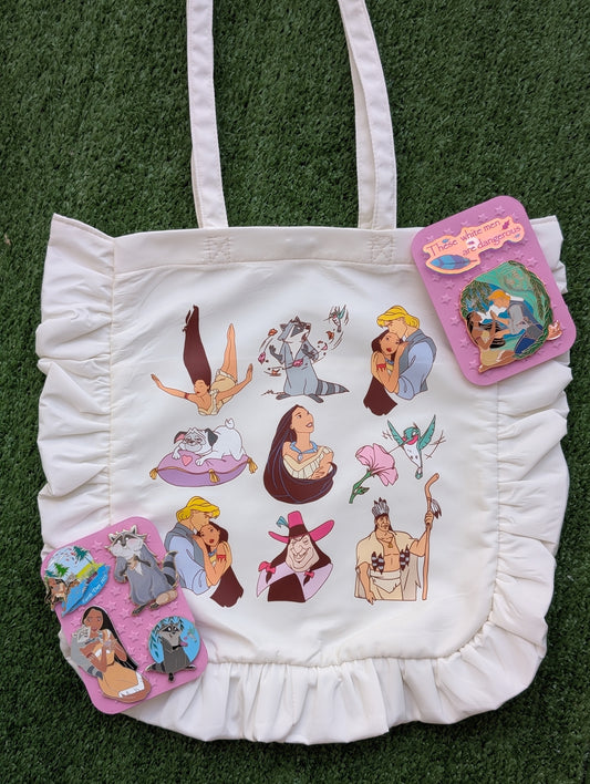 Colors of the Wind White Ruffle Tote