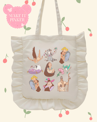 Colors of the Wind White Ruffle Tote