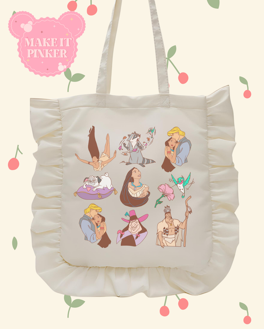 Colors of the Wind White Ruffle Tote