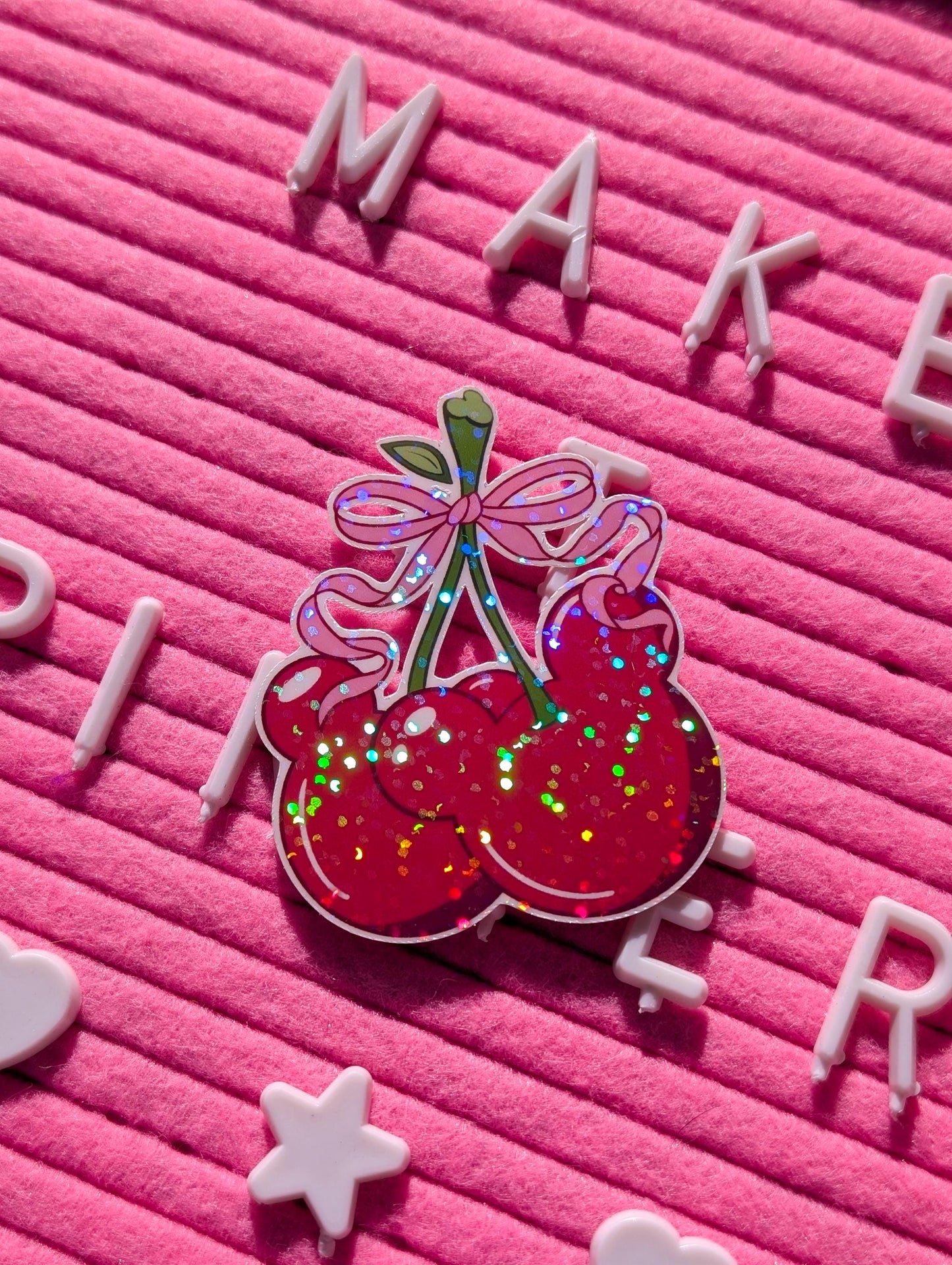 Mickey Shaped Sparkly Cherries Sticker