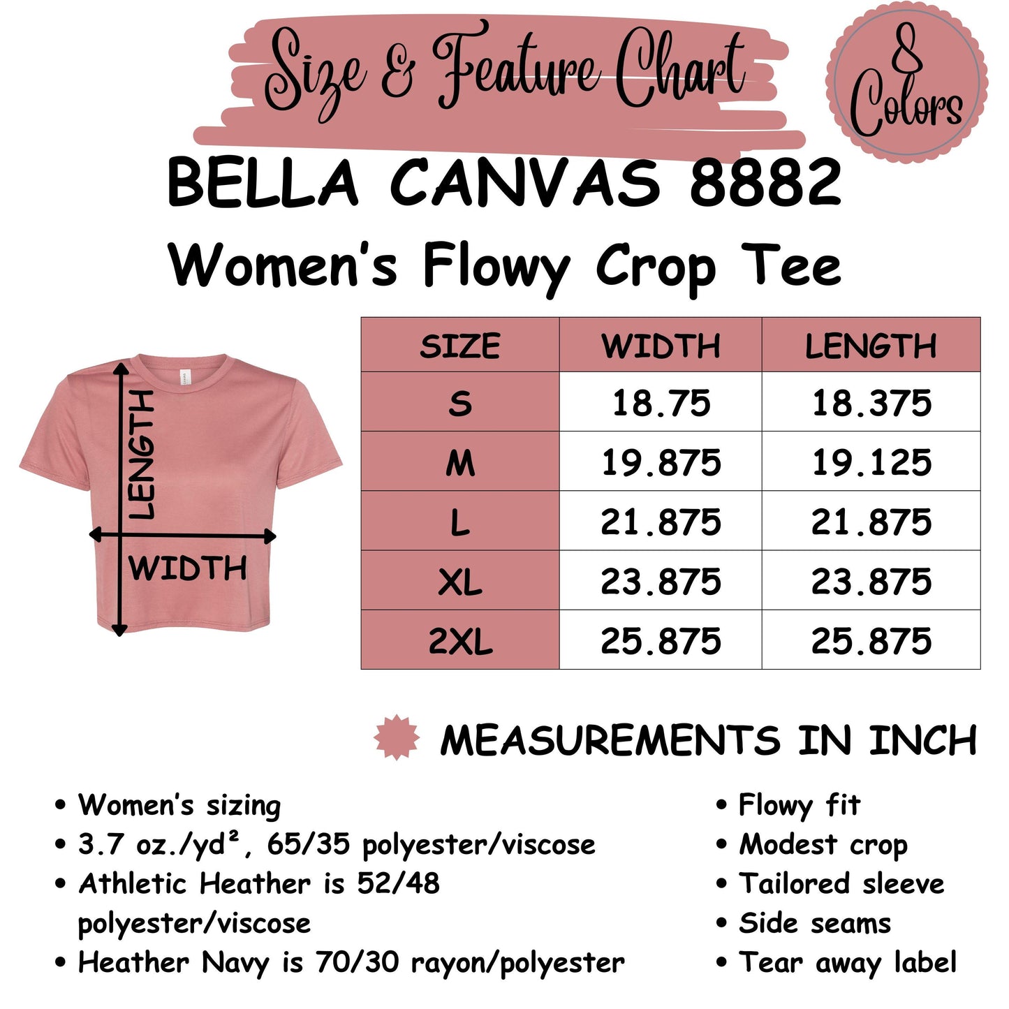Pixie Friends Cropped Flowy Tee - Bella + Canvas