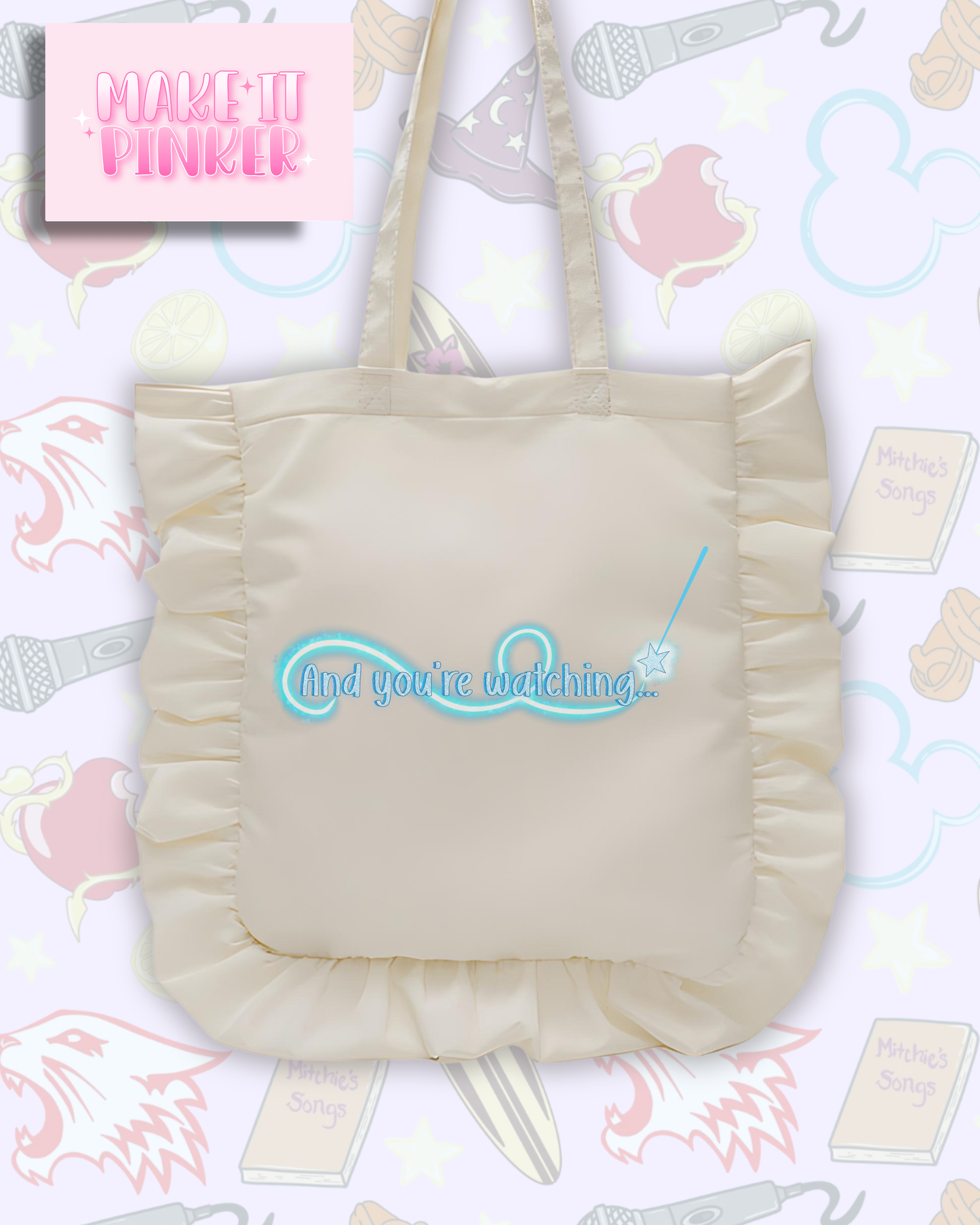 You're Watching... White Ruffle Tote