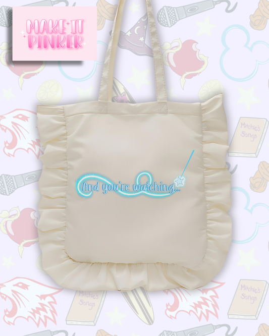 You're Watching... White Ruffle Tote